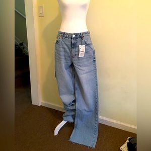 Zara Jeans Wide Leg Size Us 10 Eur 42 High-Rise Full Length